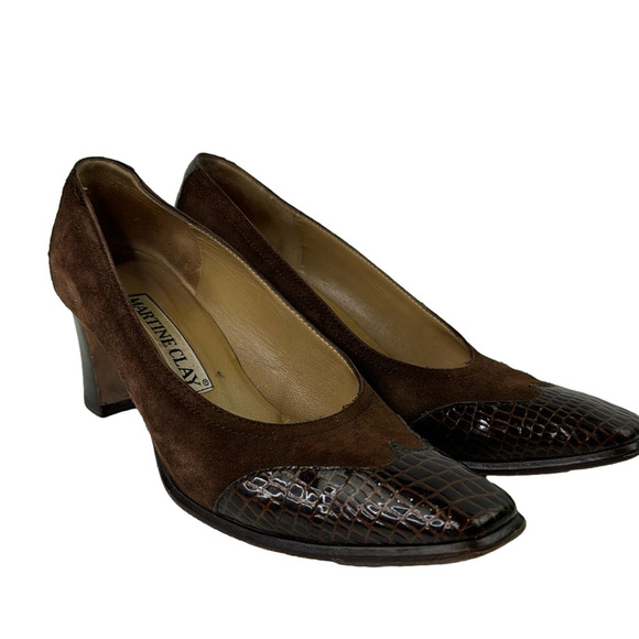 Martine Clay Brown Suede Heel Pumps - Picture 1 of 12